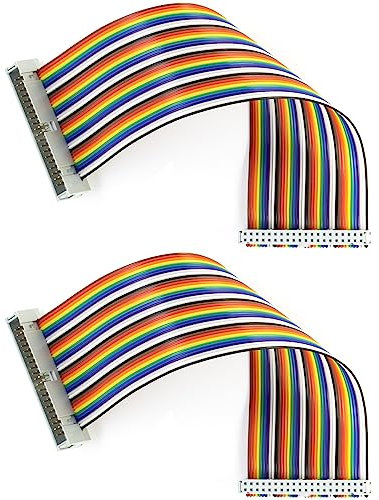 risingsaplings 2pcs IDC GPIO Ribbon Cable 40Pin Male to Female 8inch Breadboard Jumper Wires for Connection Raspberry Pi 3 2 B B+ w/ 3.5/5 inch TFT Touch Screen LCD Display