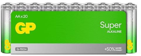 AA Batteries - Set of 20 | GP Super | AA Alkaline 1.5 V / LR06 Batteries - Long Life