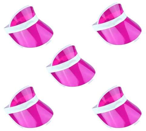 WickedFun Unisex Retro 80er Jahre Neon Sonnenblende Hut Stirnband Kappe für Golf Tennis Junggesellenabschied Poker Party, 6 Stück – Rosa, Einheitsgröße