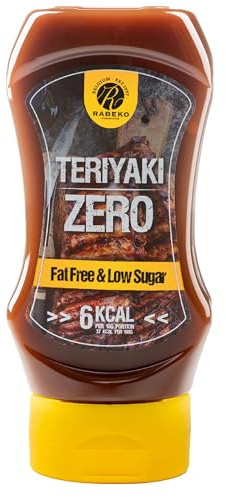 Rabeko Zero Sauce - Teriyaki, 1 x 350ml - gesund und kalorienarm fur Salate, Pommes, Burger und mehr - zuckerfrei, fettarm und kohlenhydratarm, laktosefrei