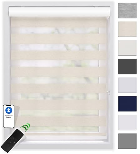 EFIXS Doppelrollo mit Kassette 120 x 175 cm (BxH) in leinen/Duo Rollo mit Premium-Unterschiene/Doppelrollo zum Bohren in den Breiten 40-220 cm