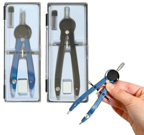JRYXDS 2 Stück Zirkel Schule Edelstahl, Professionelle Geometrie Zeichnen Zirkel Schnellverstellzirkel Kompass Präzis mit Mitteltriebspindel Mit Bleistiftmine und Radiergummi