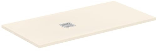 Ideal Standard - Ultra Flat S+, Plato de ducha rectangular ultrafino de resina efecto piedra, 140 x 70 cm, Ideal Solid, desagüe lado corto, arena