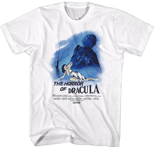 JSONBS Hammer Horror Dracula T-Shirt Horror of Drac White Adult SM - 5XL WhiteSmallWhiteS