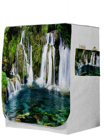 Highdi 3D Housse de Protection pour Machine à Laver, Chargement Frontal Housse à La Poussière avec Ouverture Frontale (Capacité L 10.5~12kg,Chute d'eau 10)