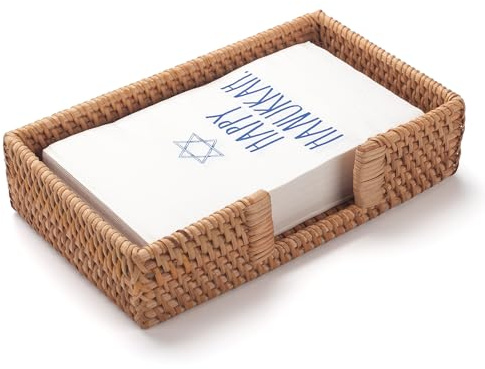 Portatovaglioli in Rattan Rettangolare, Vassoio per Tovaglioli in Vimini per Tavolo, Portatovaglioli Intrecciato Decorativo per Cucina, Bagno