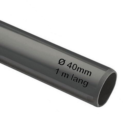 PVC Rohr Ø 40mm, 1m lang Kleberohr grau für Wasser und Abwasser z.B. Abfluß Waschmaschine