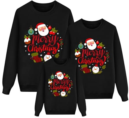 weihnachtspulli herren mit beleuchtung, Weihnachten Pullover Set Lustig Partnerlook Weihnachtspullover Familie Weihnachtsoutfit Rentier Pärchen Weihnachtspulli Rundhals Winterpullover Partner Sweater
