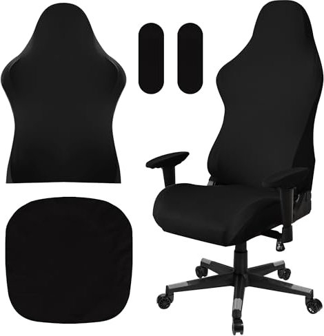 JSMTKJ Housses de Chaise de Gaming, Elastiques Lavable Housse de Chaise de Jeu, pour Chaise de Jeu d'ordinateur, de Course (Noir 4 Pièces)