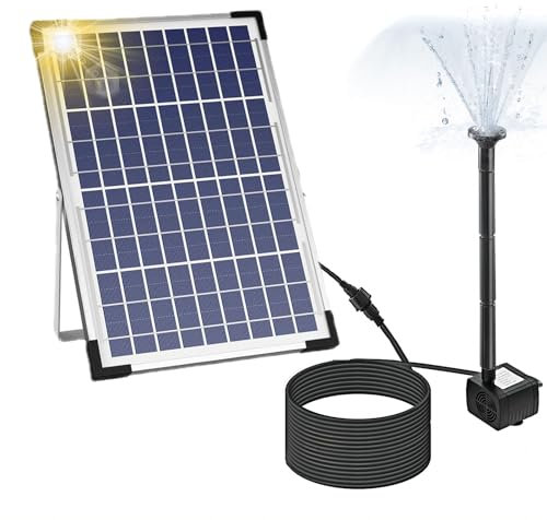 Fontana Decorativa Solare, Pompa per Fontana Solare da 10 W con Grande Pannello Solare 3 Ugelli, max. Altezza 'acqua 100 Cm, per la Decorazione del Giardino del Piccolo Stagno (T)