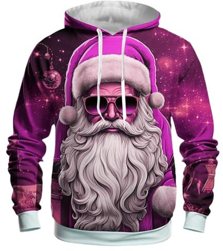generisch Weihnachts Hoodie Herren 3D Druck Weihnachtspullover mit Tasche Casual Weihnachtspulli Christmas Hoodie X-Mas Sweatshirt Halloween Weihnachten Christmas Hoody