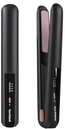 Cordless Hair Straightener and Curler 2-in-1, Wireless Portable Flat Iron Straighteners for Travel, Mini Curling Iron with Rechargeable, 3 Heating Modes, Blackk