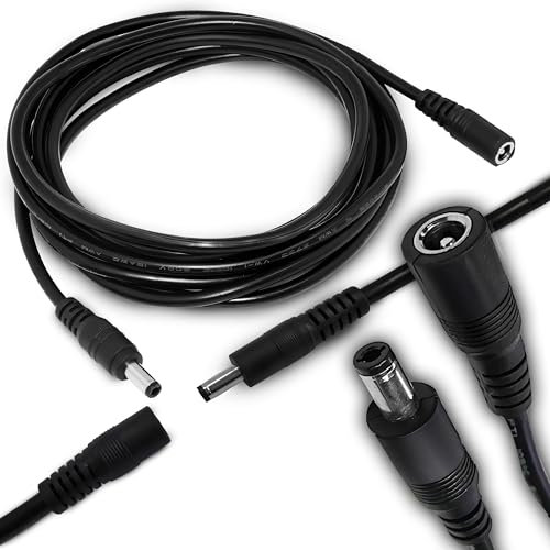 Retoo 5M Verlängerungskabel DC Stecker 5,5 mm x 2,1 mm Verlängerung für Überwachungskamera DVR Router Drucker LED Strip Light Sicherheitskameras IP-Netzwerkkamera 12 Volt Netzteil Schwarz