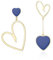 EVER FAITH Asymmetrische Ohrringe Herz Tropfen Ohrringe schwarze Herz mismatched earrings Blau Gold-Ton