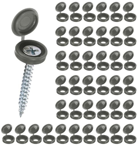 M METERXITY 200-Pack Coques en Plastique À Charnière 5mm Gris Foncé | Pour Vis, Caches À Vis À Volet, Caches À Rondelle À Fermeture Rapide, Protection À Rabat Pour Têtes De Vis M3 M4 M5