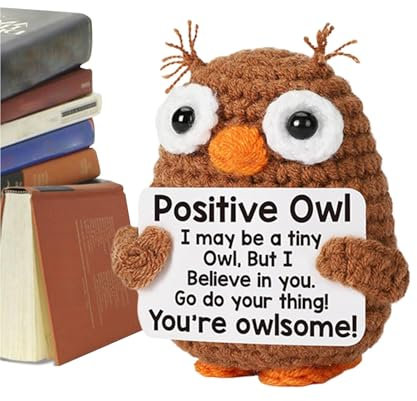 Zasdvn Emotionale Unterstützung häkeln,Häkeltiere für emotionale Unterstützung - Handgemachte Positive Eule Gehäkelte Eulenpuppe,Stützpuppe, Spielzeug zur emotionalen Unterstützung inspirierenden