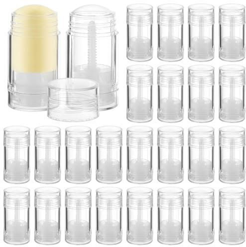 30 PCS Empty Deodorant Containers, 1 oz Refillable Transparent Plastic Deodorant Stick Bottles, 30 ml Twist-up Bottom Filling Clear Tube for DIY Lipstick, Chapstick, Crayons