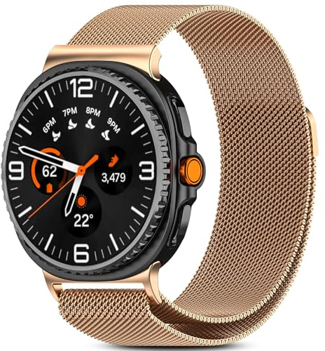 CHANRASI Correa Compatible con Samsung Galaxy Watch 8 40mm 44mm/Galaxy Watch 8 Classic 46mm,Pulsera Magnética Ajustable para Mujeres Hombres,Bracelet Metalica de reloj Oro rosa