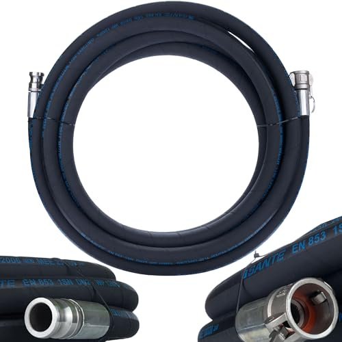 Rosfix Tuyau pour Machine à Enduit DN25 10m – Camlock Sertis Hydrauliquement | Ø25mm, 40 Bar, 100 Bar Éclatement | Pour Enduit Plâtre et Ciment | Accessoire Chantier