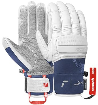 Reusch Cyprien Sarrazin Unisex Skihandschuhe – Wasserabweisende & Winddichte Winterhandschuhe mit Ziegenleder, Knöchel- & Fingerpolsterung, Warm, Atmungsaktiv, Robust