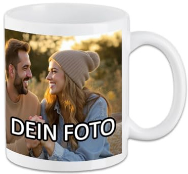 Fototasse personalisiert mit eigenem Foto – Tasse mit Bild bedrucken lassen, personalisierte Keramik Tasse, individueller Fotobecher, emotionales Geschenk für Geburtstag, Hochzeit, Valentinstag
