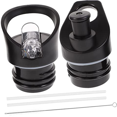ifundom 2pcs Black Plastic Vacuum Bottle Nozzle Covers Water Bottle Lid Replacement for Daily Use Suitable for Outdoor and Sports Activities
