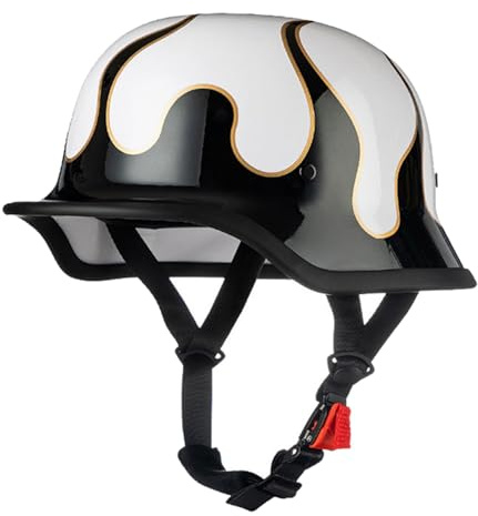 Demi Casque De Moto Vintage Style Allemand Casques Bols Rétro Croiseur Ouvert Casques De Scooter pour Adultes Hommes Femmes Approuvés DOTECE Casque Moto Jet D,L:59-60CM