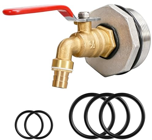 Rubinetto a barile 2 pollici in ottone con guarnizione 3/4 pollici rubinetto adattatore IBC per serbatoi d'acqua e barili IBC, rubinetto speciale per giardino, uso esterno, agricoltura