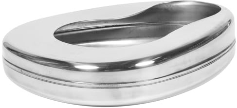 HOODANCOS Edelstahl Bettpfanne für Patienten Portable und Leicht zu Reinigen Geeignet für Ältere Menschen zu Hause Horizontale Metall Bettpfanne in Silberner Farbe