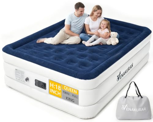 VENAKURAH Luftmatratze 2 Personen 203x152x46 cm, Luftbett Selbstaufblasend in 3 Minuten, Aufblasbare Matratze mit integrierter elektrischer Pumpe, Aufblasbare Gästematratze für Zuhause und Camping