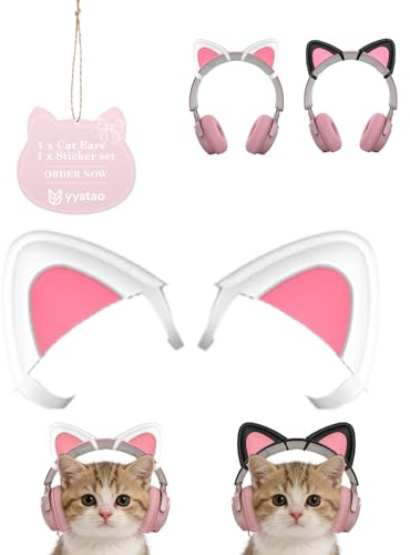 Para FOFUN NC95 Lindas Orejas de Gato – Decoración de auriculares Kawaii desmontable, accesorio flexible y reutilizable para auriculares de oreja, color blanco