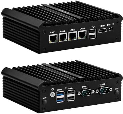 CWWK Mini PC Firewall Appliance J4125, 4 x i226-V 2.5GbE LAN, 2X RS232 COM, Fanless Industrial Embedded Mini Computer, Micro OPNsense Box, 16GB RAM 512GB mSATA SSD, SIM, AES-NI