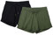 icyzone Damen Shorts Kurze Sporthose Jogginghose Atmungsaktiv Laufshorts Gym Fitness Shorts 2er Pack (S, Black/Green)