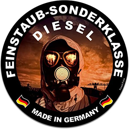 Finest Folia Autoaufkleber Feinstaub Sticker Feinstaubplakette Sonderklasse Diesel Made in Germany Dieselgate Dieselskandal Umweltplakette Aufkleber (R029)