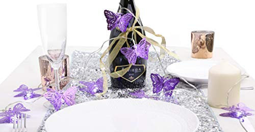 Christmas Concepts® 10 White Batteriebetriebene LED-Leuchten mit 2,3 m Kabel - Weihnachtsbeleuchtung - Partybeleuchtung (Lila Schmetterlinge)