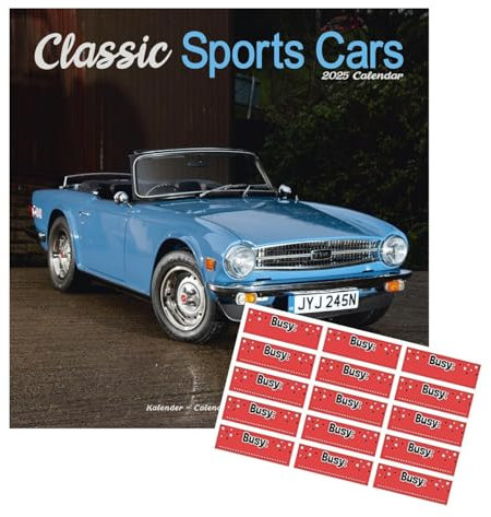 Classic Sportwagen Kalender 2021 | Eckiger Wandkalender | 16 Monate | mit Organisationsaufklebern
