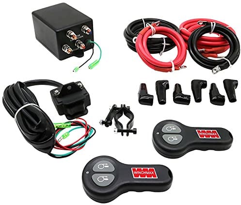 WINCHMAX Complete 12V Electric Winch Control Box for ATV, Trailer or Utility Winch up to 6,000lb, Handlebar Switch. Twin Long Range Wireless Remote Controls