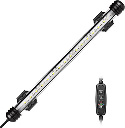 IREENUO LED Lampe Aquarium, Lampe d'aquarium submersible avec minuterie marche/arrêt automatique, éclairage LED bleu et blanc changeant de couleur pour aquariums de 30 à 50 cm