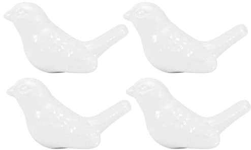 Atyhao 4 Set Vogelform Keramikknöpfe DIY Tür Schublade Schrank Zuggriff Möbelzubehör Möbel Küchengriff Knöpfe und zieht Schrankknopf(Weiß)