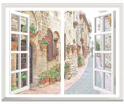 Moustiquaire Fenêtre Magnétique, Automatiquementfermé, Moustiquaire Porte sans Percer pour Couloirs, Blanc, (47x53inch)120x135cm