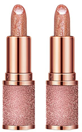 Hopowa Bijoux pour Les lèvres, Lot de 2 Rouge à lèvres pailleté, Rouge à lèvres Super Brillant, Rouge à lèvres étanche Glitter Star