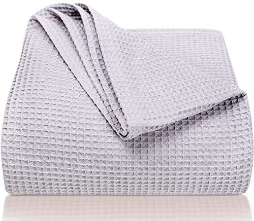 LAYNENBURG Premium Tagesdecke 240 x 260 cm XXL - Waffelpique 100% Baumwolle - leichte Wohndecke Waffeloptik - Baumwolldecke als Bett-Überwurf, Sofa-Überwurf, Couch-Überwurf - Sofa-Decke (grau)