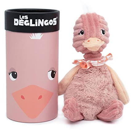LES DEGLINGOS - Peluche petit Simply + boîte cadeau - Pomelos l'autruche - Dès la naissance - 22cm - rose