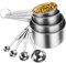 Measuring Cups and Spoons Set, Stainless Steel Cup Measurements Set, 8Pcs Measuring Cups & Jugs for Baking, Metal Measuring Spoons, for Baking, Kitchen Cooking, Liquid and Solid (Silver)