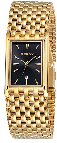 BERNY Gold Uhren Für Männer Mit Datumsfenster Japanische Quarzwerk wasserdichte Männer Armbanduhren Luxus Casual Mode Herrenuhr