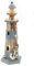ELLUG Leuchtturm aus Holz in braun-blau mit LED-Lichtern und maritimen Details zum Stellen, Stehdekoration (37,5 cm)