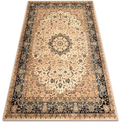 rugsx Wollteppich für Wohnzimmer, Schlafzimmer, traditionell Omega Adagio Vintage, Rosette Cognac 200x300 cm