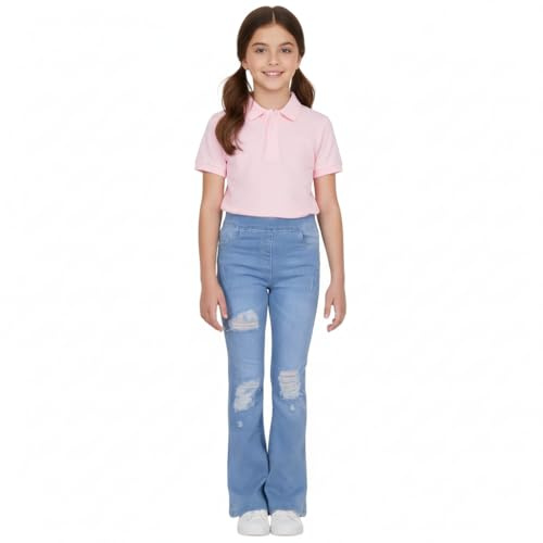 A2Z 4 Kids Girls Denim Stretch Jeggings Ripped Flared Jeans Age 5-13 | Bell bottom pants for trendy outfits, casual days and easy comfort wear