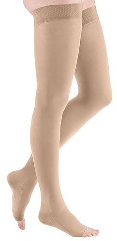 mediven comfort CCL2 AG Kompressionsstrümpfe normal (72-83 cm) o. Fußspitze Noppenhaftband VI beige