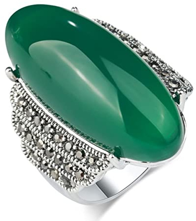 YAHOYA Luxus große ovale Stein Ring für Frauen Antik Tibetan Silber Bright Black Kristall Ring Mode Vintage Hochzeit Schmuck